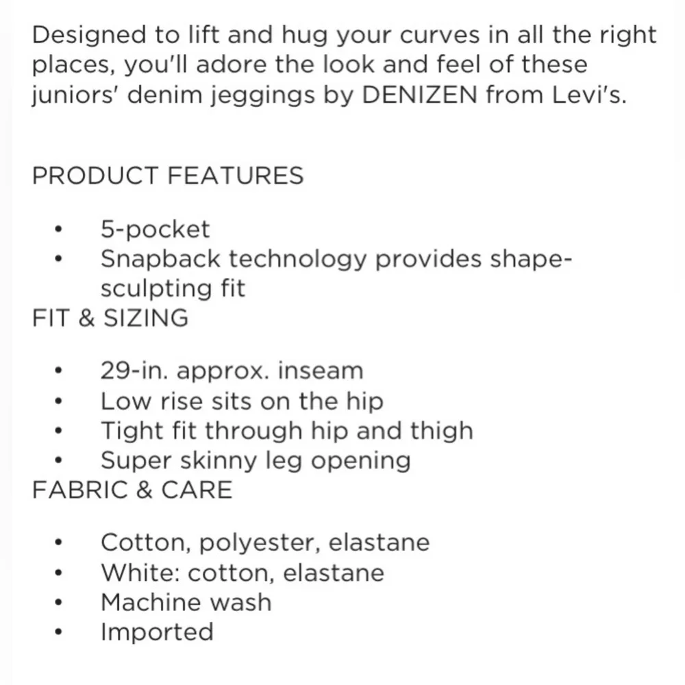 Junior Denim Jeggings by DENIZEN from Levi’s low-rise jeggings  Size 14/15 - Picture 4 of 15